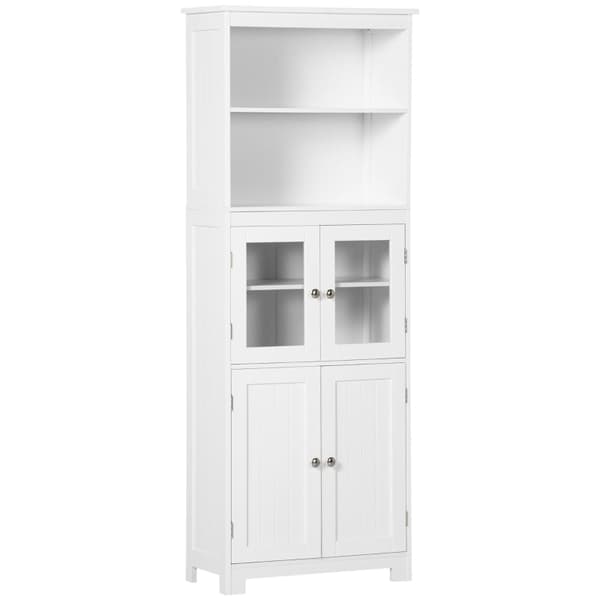 Rootz Køkkenskab - 2 hylder - Vitrineskab - Skabsrum - MDF - Hærdet glas - Hvid - 60 x 29 x 162 cm