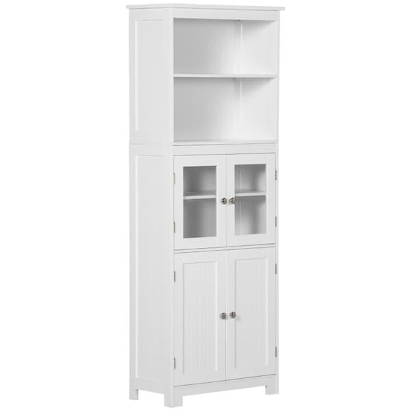 Rootz Køkkenskab - 2 hylder - Vitrineskab - Skabsrum - MDF - Hærdet glas - Hvid - 60 x 29 x 162 cm