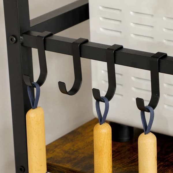 Rootz Køkkenhylde - Industrielt design - 4 hylder - 4 kroge - Ståhylde - Hylde - Brun + Sort - 65cm x 30cm x 102cm