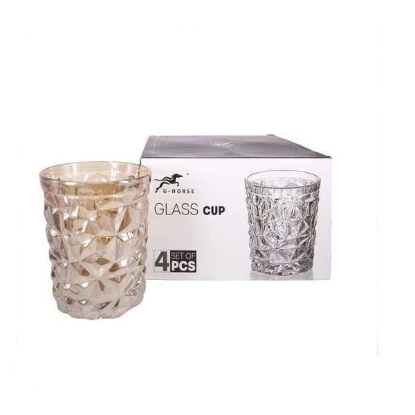 Set med 5 produkter. Dricksglas CORAL 250ml, gyllene glans