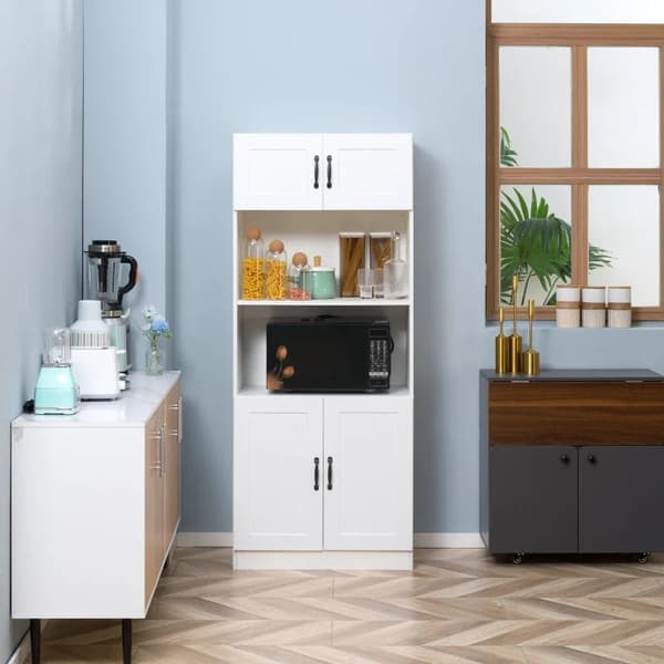 Rootz-keittiökaappi - Buffet-keittiön kaappi - maalaistalon tyyli - 2 kaappia - 2 hyllyä - lastulevy - valkoinen - 70 cm x 40 cm x 170 cm