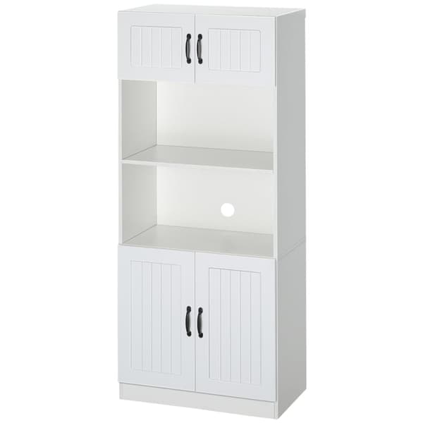 Rootz-keittiökaappi - Buffet-keittiön kaappi - maalaistalon tyyli - 2 kaappia - 2 hyllyä - lastulevy - valkoinen - 70 cm x 40 cm x 170 cm