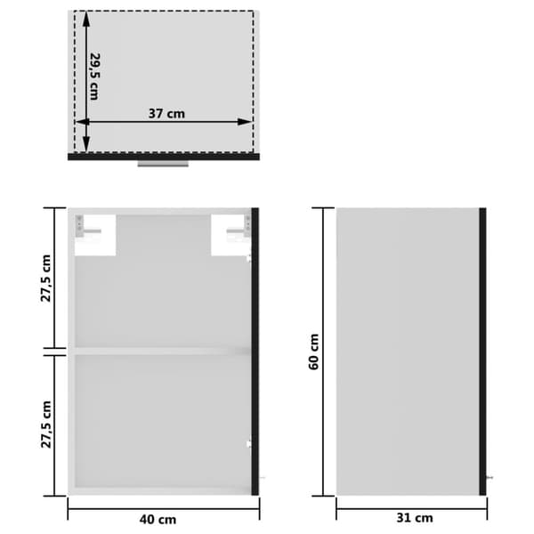 vidaXL Seinäkaappi lasilla musta 40x31x60 cm tekninen puu -  Keittiökaapit
