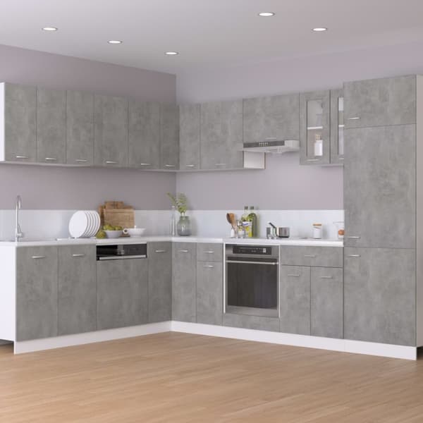 vidaXL Seinäkaappi lasilla betoninharmaa 60x31x60 cm tekninen puu -  Keittiökaapit