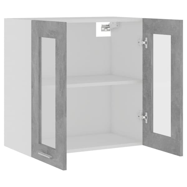 vidaXL Seinäkaappi lasilla betoninharmaa 60x31x60 cm tekninen puu -  Keittiökaapit
