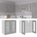 Pikkukuva 1 / 10: vidaXL Seinäkaappi lasilla betoninharmaa 60x31x60 cm tekninen puu -  Keittiökaapit
