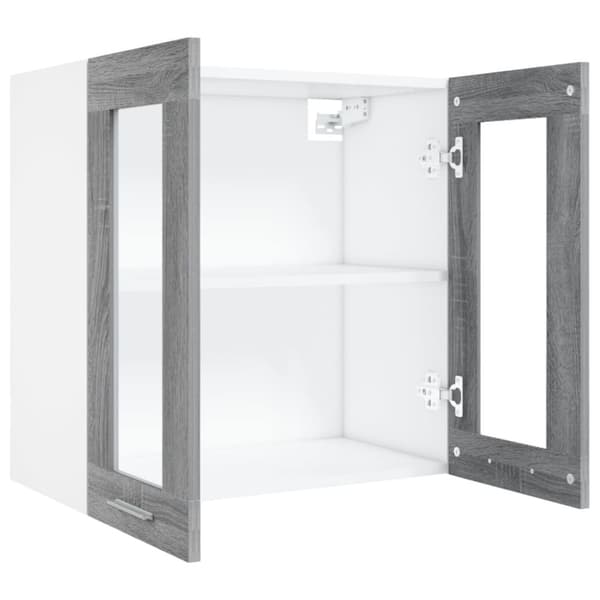 vidaXL væghængt glasskab 60x31x60 cm konstrueret træ grå sonoma-eg -  Køkkenskabe