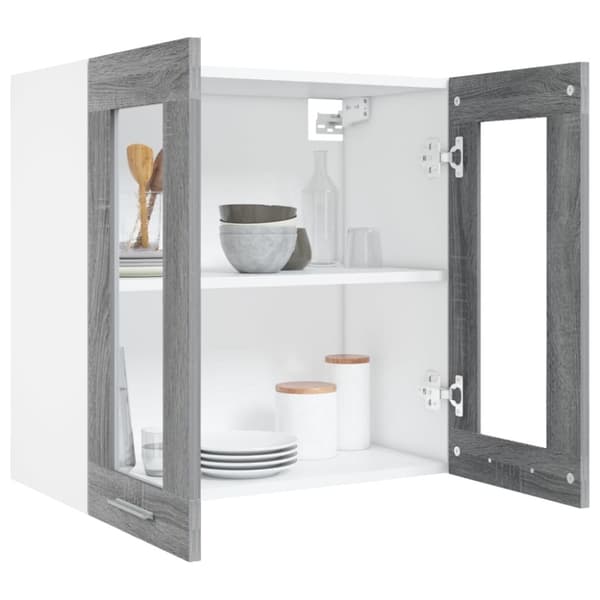 vidaXL væghængt glasskab 60x31x60 cm konstrueret træ grå sonoma-eg -  Køkkenskabe