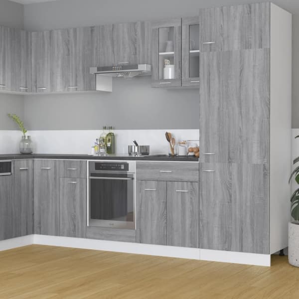 vidaXL væghængt glasskab 60x31x60 cm konstrueret træ grå sonoma-eg -  Køkkenskabe