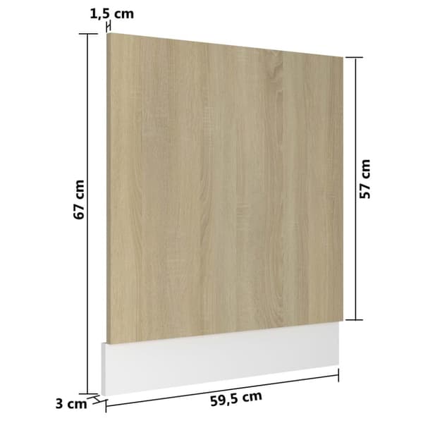 vidaXL Astianpesukoneen paneeli Sonoma-tammi 59,5x3x67 cm lastulevy - Keittiökaapit