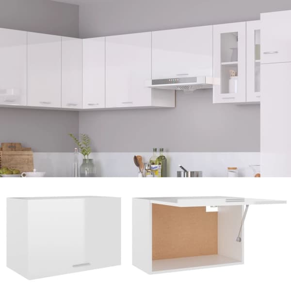 vidaXL Seinäkaappi korkeakiilto valkoinen 60x31x40 cm tekninen puu -  Keittiökaapit