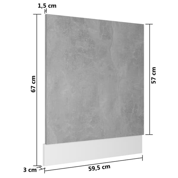 vidaXL Front för diskmaskin betonggrå 59,5x3x67 cm konstruerat trä -  Köksskåp