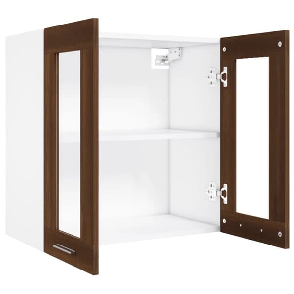vidaXL Riippuva lasikaappi ruskea tammi 60x31x60 cm tekninen puu -  Keittiökaapit