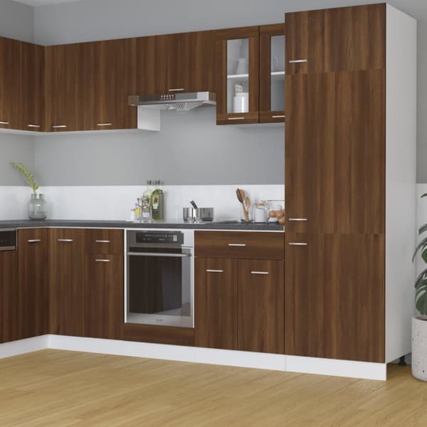 vidaXL Riippuva lasikaappi ruskea tammi 60x31x60 cm tekninen puu -  Keittiökaapit