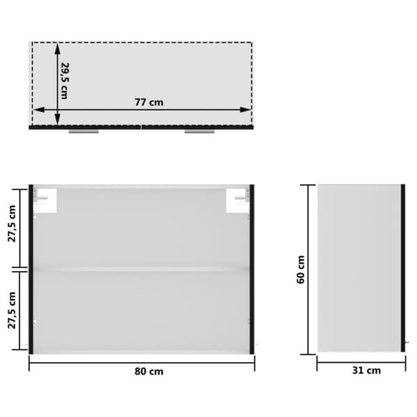 vidaXL væghængt glasskab 80x31x60 cm konstrueret træ sort -  Køkkenskabe