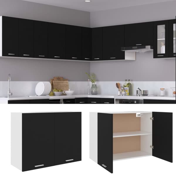 vidaXL vægskab 80x31x60 cm konstrueret træ sort -  Køkkenskabe