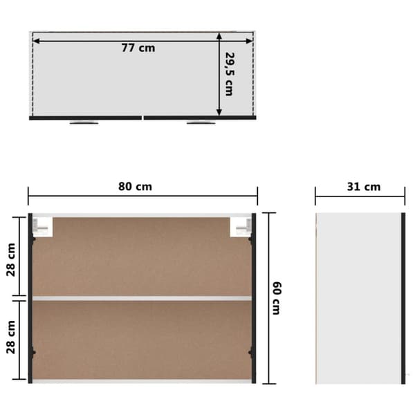 vidaXL vægskab 80x31x60 cm konstrueret træ sort -  Køkkenskabe