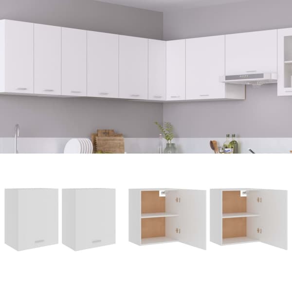 vidaXL Seinäkaapit 2 kpl valkoinen 50x31x60 cm tekninen puu -  Keittiökaapit
