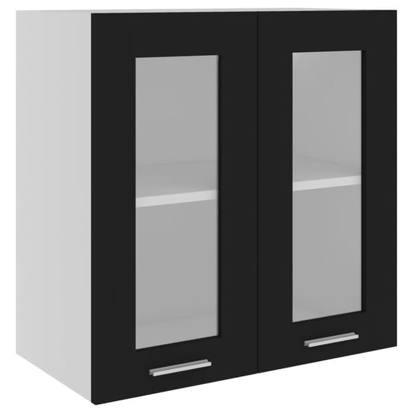 vidaXL Seinäkaappi lasilla musta 60x31x60 cm tekninen puu -  Keittiökaapit