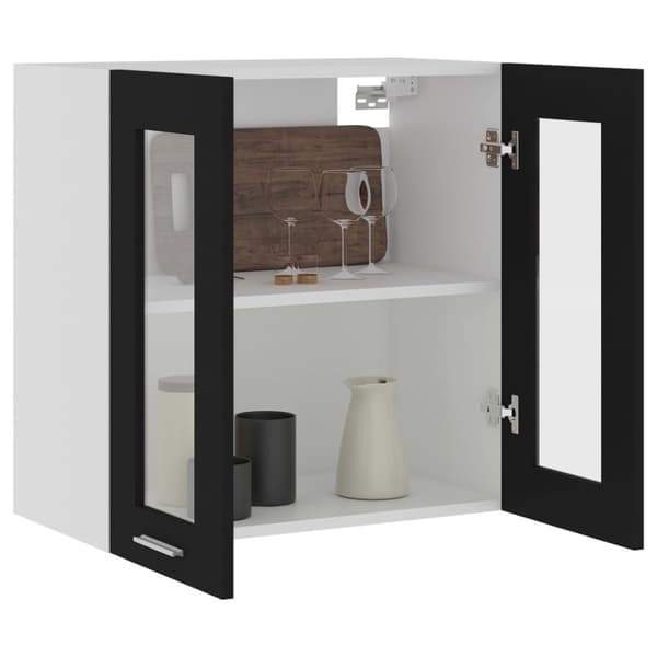 vidaXL Seinäkaappi lasilla musta 60x31x60 cm tekninen puu -  Keittiökaapit