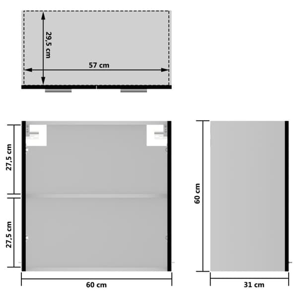 vidaXL Seinäkaappi lasilla musta 60x31x60 cm tekninen puu -  Keittiökaapit