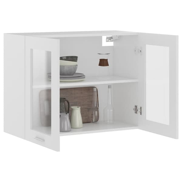 vidaXL væghængt glasskab 80x31x60 cm konstrueret træ hvid -  Køkkenskabe