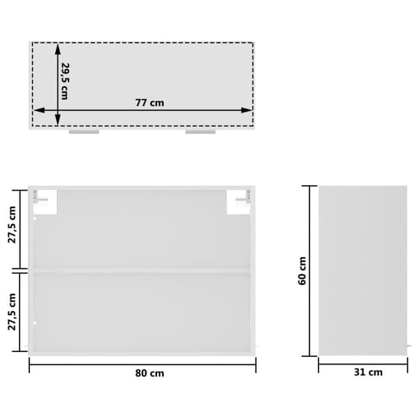 vidaXL væghængt glasskab 80x31x60 cm konstrueret træ hvid -  Køkkenskabe