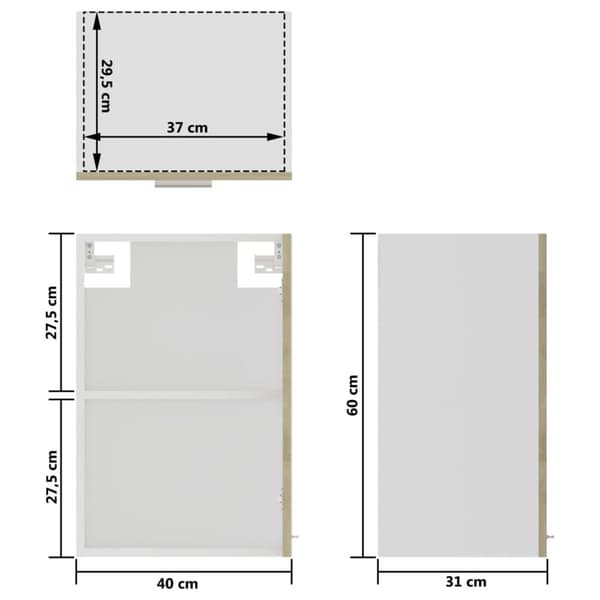 vidaXL Seinäkaappi lasilla Sonoma-tammi 40x31x60 cm tekninen puu -  Keittiökaapit
