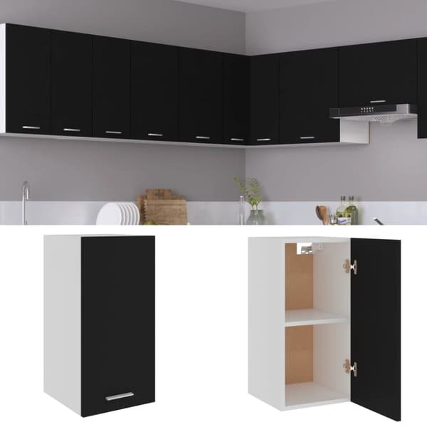 vidaXL vægskab 29,5x31x60 cm konstrueret træ sort - Køkkenskabe