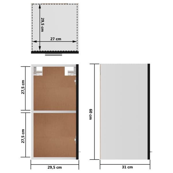 vidaXL vægskab 29,5x31x60 cm konstrueret træ sort - Køkkenskabe