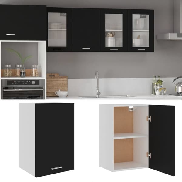 vidaXL vægskab 39,5x31x60 cm konstrueret træ sort -  Køkkenskabe