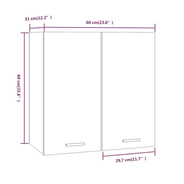 vidaXL Riippuva kaappi harmaa Sonoma 60x31x60 cm tekninen puu - Keittiökaapit