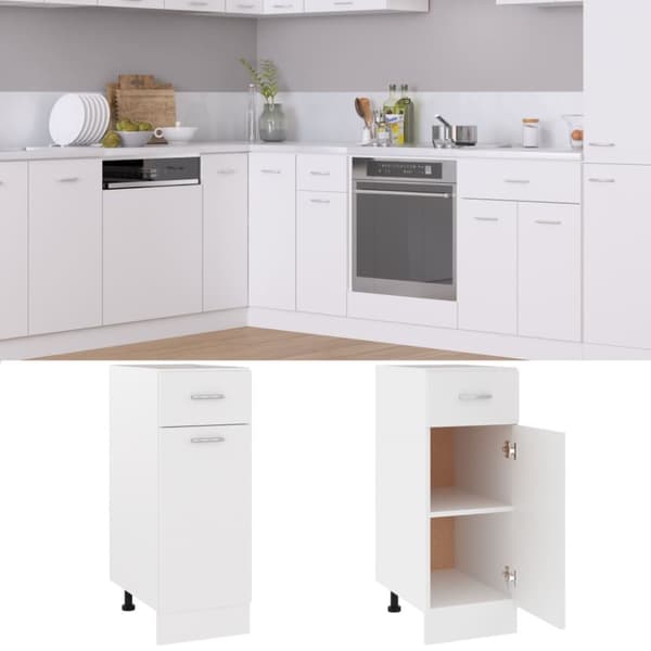 vidaXL underskab med skuffe 30x46x81,5 cm konstrueret træ hvid -  Køkkenskabe
