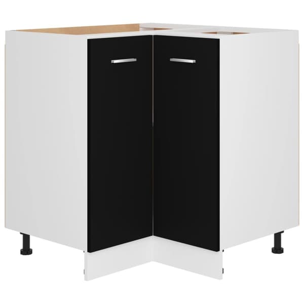 vidaXL hjørneunderskab 75,5x75,5x81,5 cm konstrueret træ sort -  Køkkenskabe
