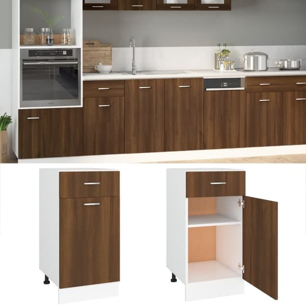 vidaXL Alakaappi laatikolla ruskea tammi 40x46x81,5 cm tekninen puu -  Keittiökaapit