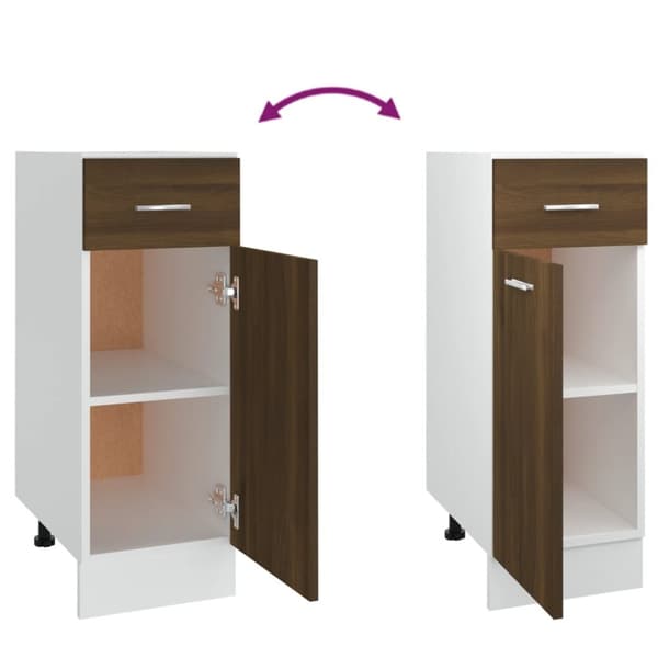 vidaXL Alakaappi laatikolla ruskea tammi 30x46x81,5 cm tekninen puu - Keittiökaapit