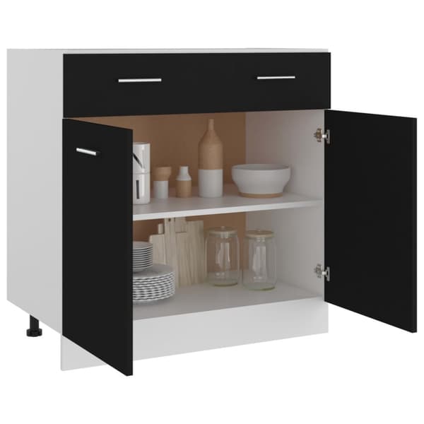 vidaXL skuffeunderskab 80x46x81,5 cm spånplade sort -  Køkkenskabe