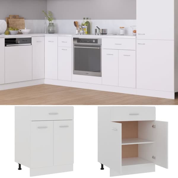 vidaXL skuffeunderskab 60x46x81,5 cm spånplader hvid -  Køkkenskabe