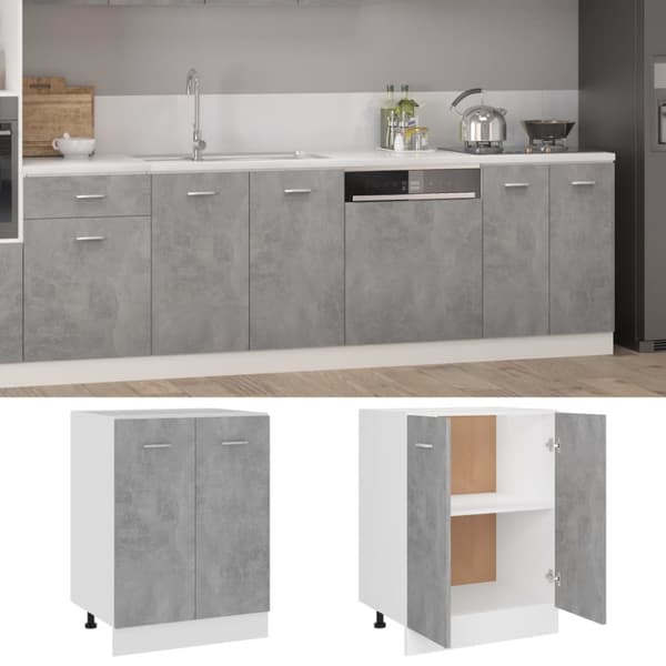 vidaXL Alakaappi betoninharmaa 60x46x81,5 cm tekninen puu -  Keittiökaapit