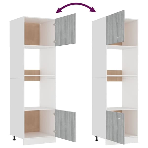 vidaXL indbygningsskab køkken 60x57x207 cm konstrueret træ grå sonoma - Køkkenskabe