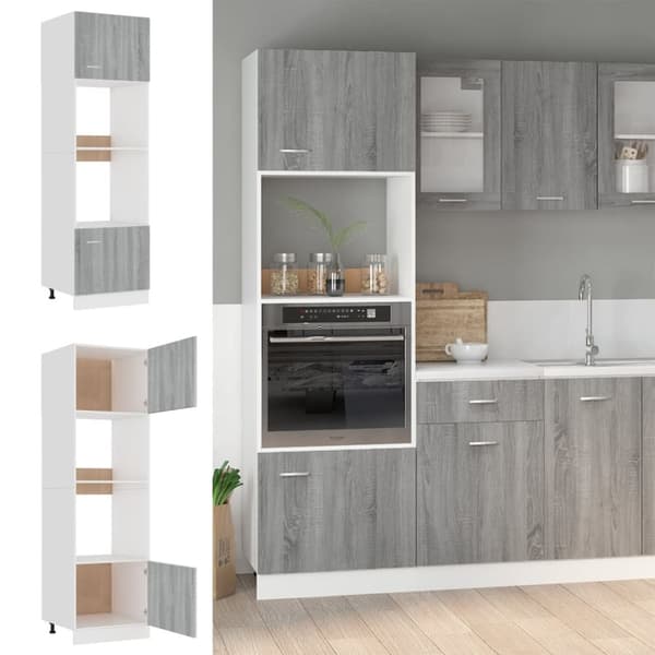 vidaXL indbygningsskab køkken 60x57x207 cm konstrueret træ grå sonoma - Køkkenskabe