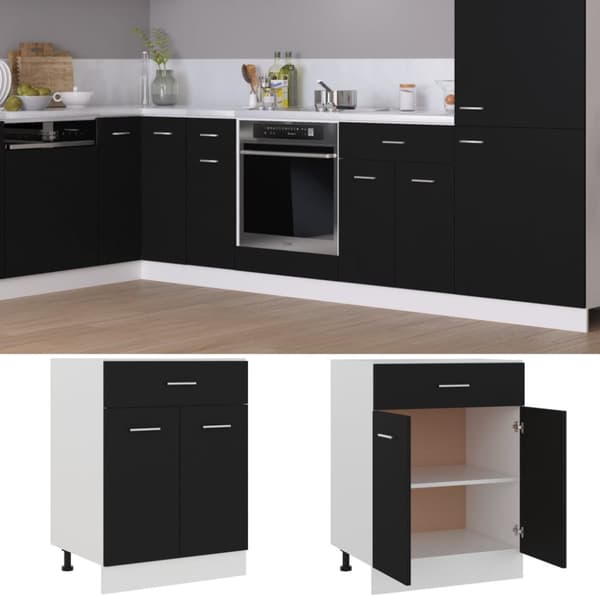 vidaXL Alalipastokaappi musta 60x46x81,5 cm tekninen puu -  Keittiökaapit