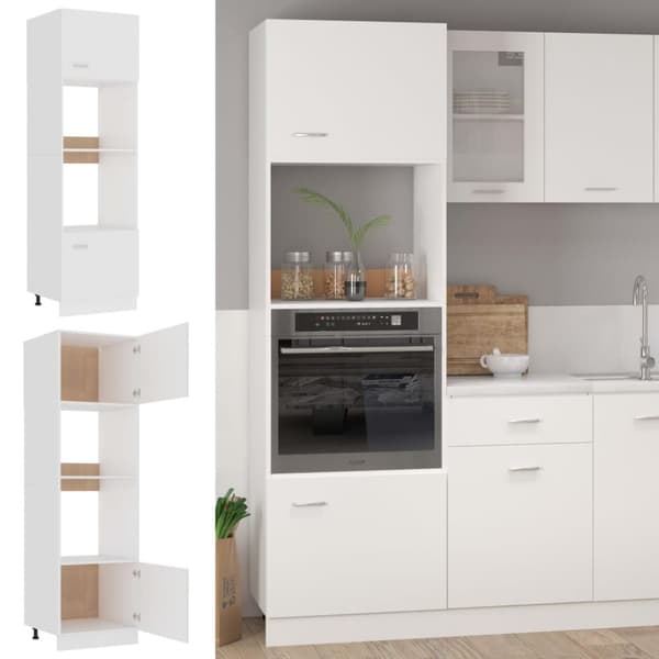 vidaXL Mikroaaltouunin kaappi valkoinen 60x57x207 cm tekninen puu - Keittiökaapit
