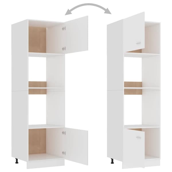 vidaXL Mikroaaltouunin kaappi valkoinen 60x57x207 cm tekninen puu - Keittiökaapit