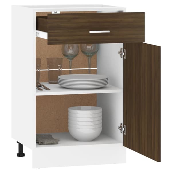 vidaXL Alakaappi laatikolla ruskea tammi 50x46x81,5 cm tekninen puu -  Keittiökaapit