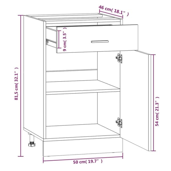 vidaXL Alakaappi laatikolla ruskea tammi 50x46x81,5 cm tekninen puu -  Keittiökaapit