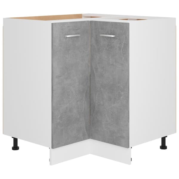 vidaXL hjørneunderskab 75,5x75,5x81,5 cm spånplade betongrå -  Køkkenskabe
