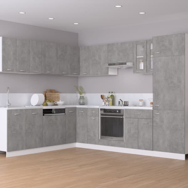 vidaXL hjørneunderskab 75,5x75,5x81,5 cm spånplade betongrå -  Køkkenskabe