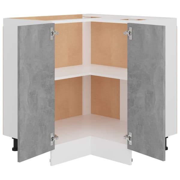 vidaXL hjørneunderskab 75,5x75,5x81,5 cm spånplade betongrå -  Køkkenskabe