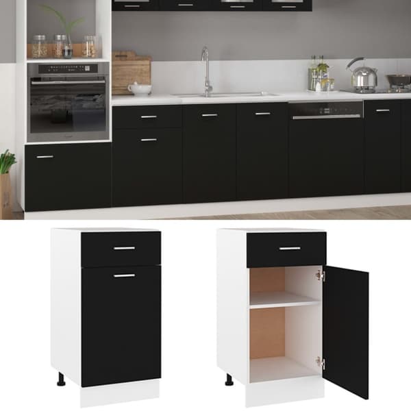 vidaXL underskab med skuffe 40x46x81,5 cm konstrueret træ sort -  Køkkenskabe